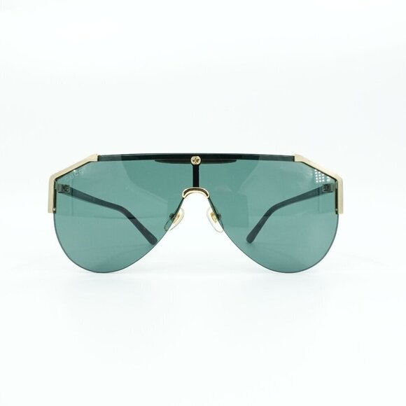 Gucci GG0584 Shield Sunglasses Gold Havana Green OS - Picture 15 of 16